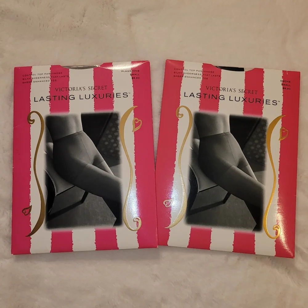 Victoria's Secret Lasting Luxuries Control Top Pantyhose Set of Two Size S New